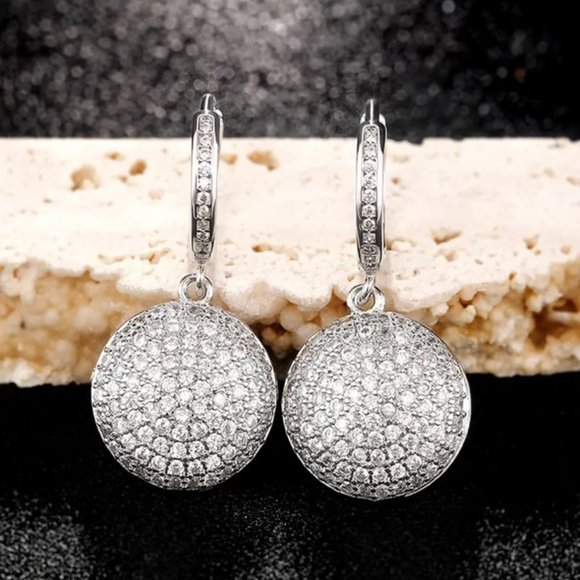 Jewelry - NEW S925 STERLING SILVER DIAMOND DROP EARRINGS